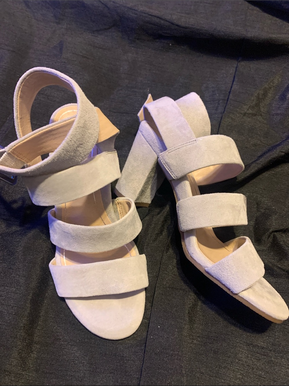 Vionic Beige Suede Block Heel Sandals